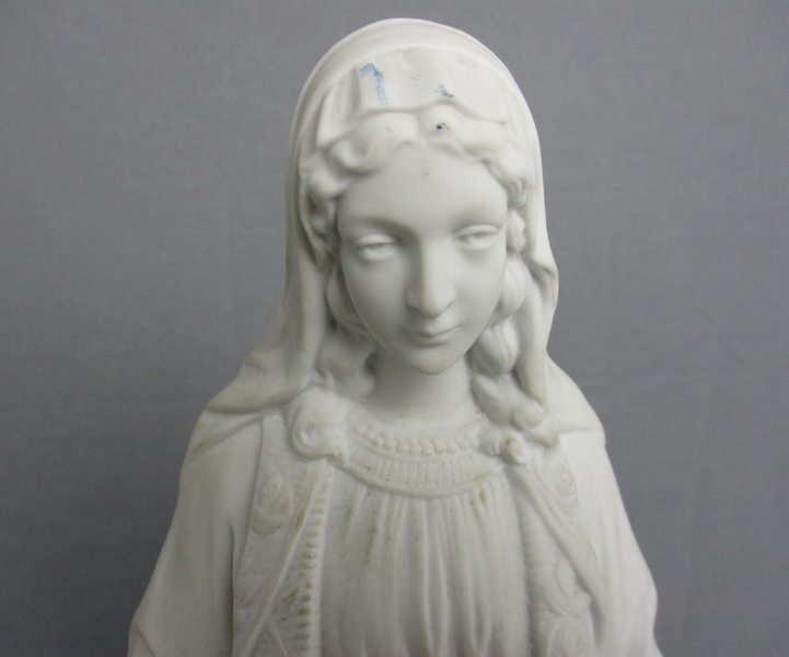 French Antique 1900 Bisque Statue Virgin Mary Our Lady Madonna Open ...