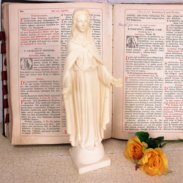 Statue Virgin Mary Our Lady Madonna Delle Rose Resin Faro Htf Collector ...