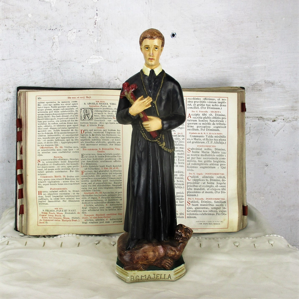 Antique Statue Saint Santo Gerard Santo Majella Dragon Plaster Priest ...