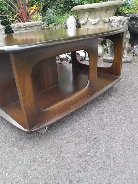 Vintage 1950s Ercol Pandora Square Coffee Table On Castors photo furniture