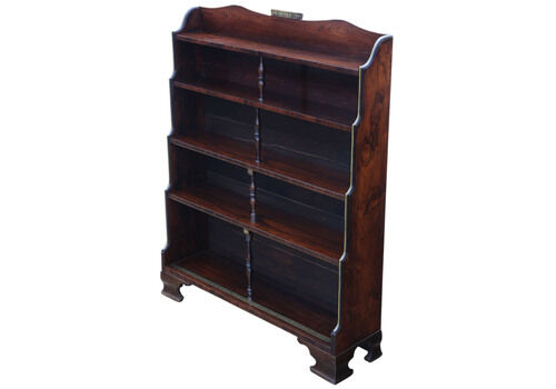 Antique 19th Century Fine Quality Rosewood Waterfall Bookcase Wall Shelves