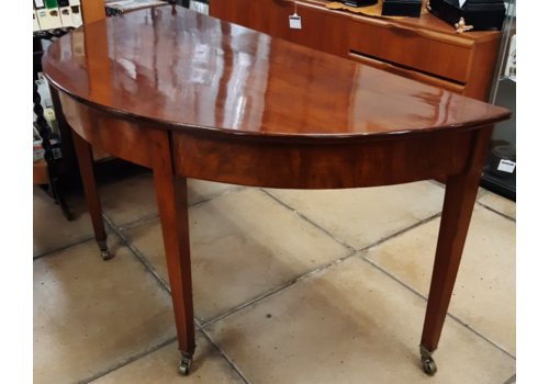 Antique Georgian Mahogany D Shaped Console Table With Original Brass Castors