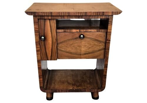 Italian 1940s Art Deco Midcentury Walnut Carved Legs Dry Bar Side Cocktail Table