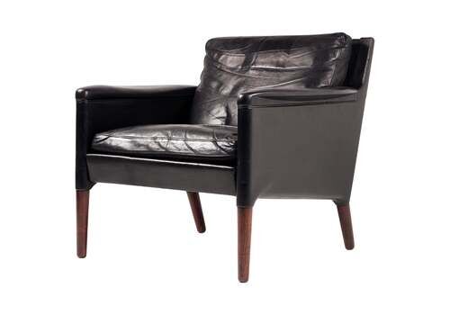 Kurt østervig Model 55 Black Leather Lounge Chair  Danish Mid Century Design