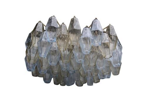 Poliedri Chandelier Carlo Scarpa 1950 Venini Murano Glass Celeste And Yellow