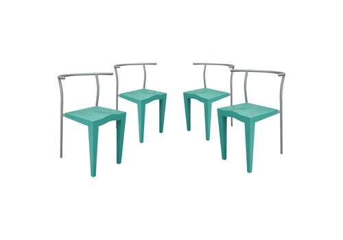 Phillippe Stark DR.Glob Turquoise Set Of Chairs, Italy, 1988