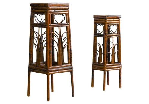 Pair Of Dark Wicker Plant Stands