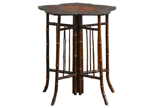 Bamboo And Wood Table Attributed To Perret & Vibert, France Late 19th Century