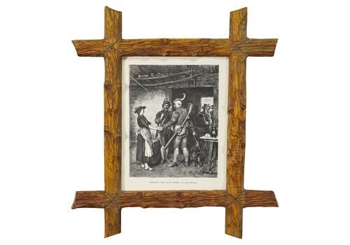 Antique Copper Engraving Print With Bavarian Scene Ca. 1900