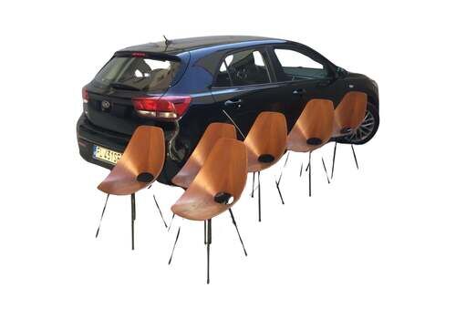 Medea N 6 Chairs "F.Lli Tagliabue " Brass Iron Wood 1950 Italy
