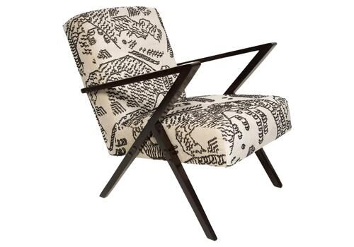 Mid Century Unique Zet Armchair, Tiger Mountain Jacquard By Dedar, 1970s, Europe