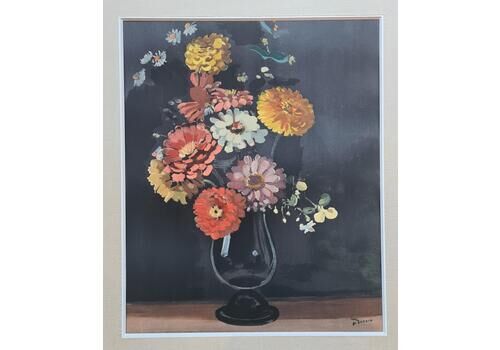 André Derain French Pochoir, Still Life With Flowers, Bouquet Of Zinnias From 1946