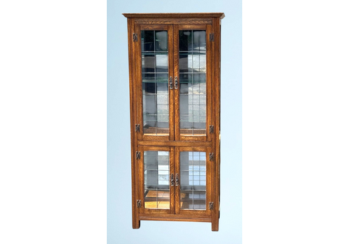 Oak Leaded Door Display Cabinet