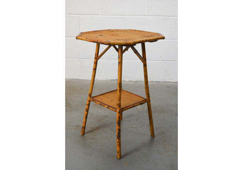 Antique Bamboo Side Table With Octagonal Top