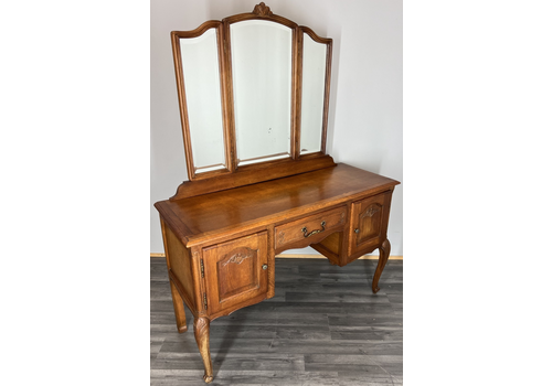 Dressing Table With Mirror Vintage French Louis Oak Vanity Table Makeup Lot 3996