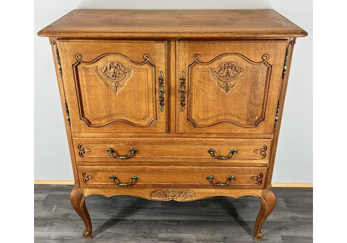 Bedside Cabinet Vintage French Louis XV Style Oak Cupboard Nightstand Lot 3995