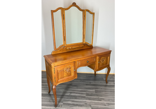 Dressing Table With Mirror Vintage French Louis Oak Vanity Table Makeup Lot 4055