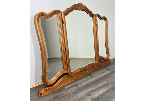 Mirror Vintage French Style Oak Triple Dressing Mirror Curved Frame Lot 4069