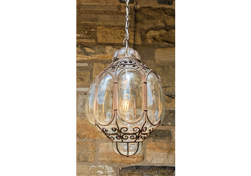 Large Murano Wire Cage Blown Glass Lantern
