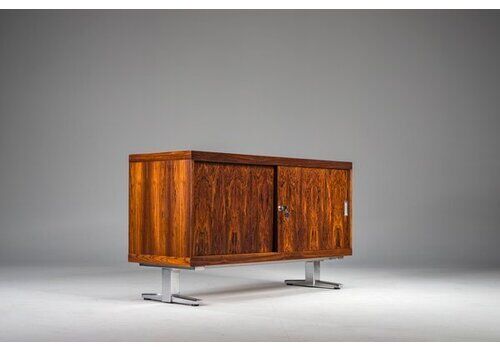 Mid Century Wood Veneer Sideboard With Chrome Legs, 1960s
