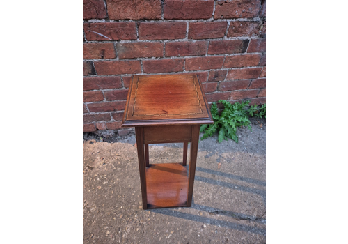 Antique Mahogany Inlaid Torchere Plant Stand  68 Cms Tall