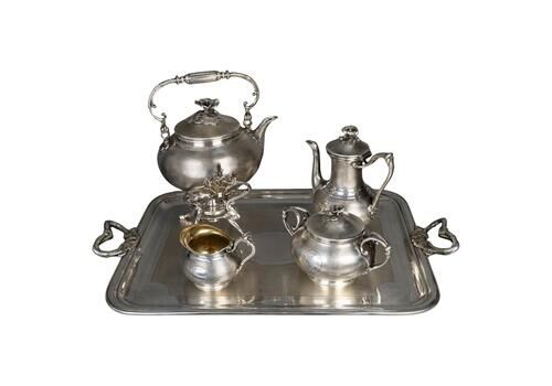 19th Century Silver Plated Tea And Coffee Service From Christofle, Napoleon III.