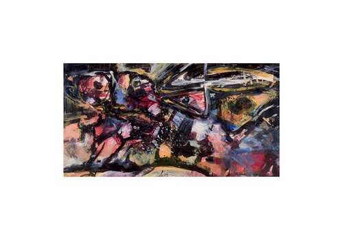 Knud Nielsen, Danish Painter. Oil On Cardboard. Abstract Composition. Ca. 1960
