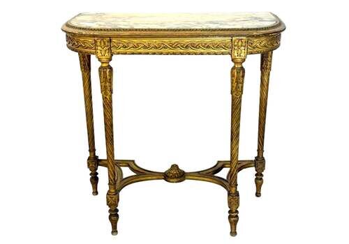 Louis XVI Style Giltwood Console With Marble Top, 19th Century