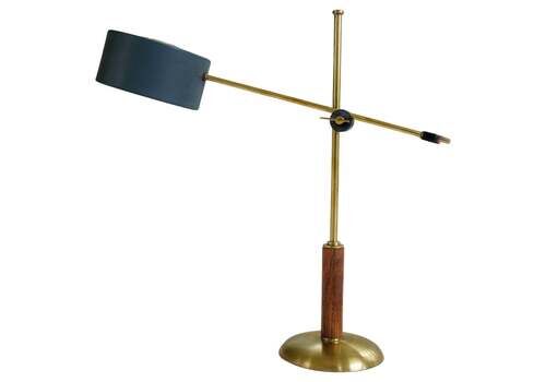 Midcentury Modern Rare Brass And Walnut Table Lamp By Einar Bäckström, Sweden