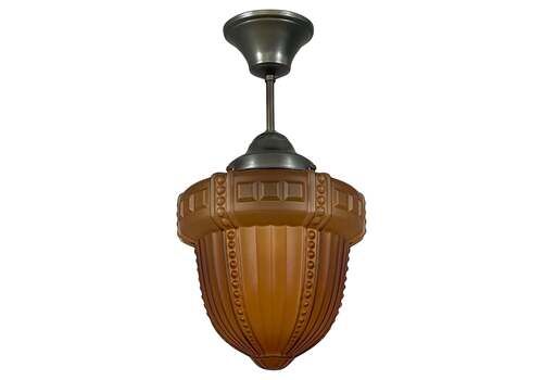 Swedish Grace Havana Glass & Burnished Brass Pendant, Böhlmarks, 1920s To 1930s
