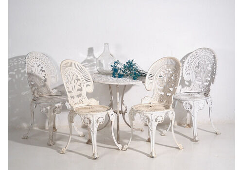 Art Nouveau Garden Table And Chairs Set (C.1950). Set Of 5 Pieces