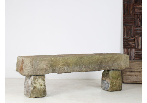 English Carved Stone Sandstone Garden Bench Seat Weathered Garden Feature 1860