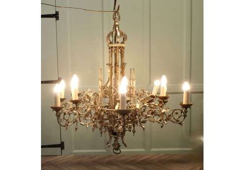Very Large Gothic Gilt Church Chandelier
