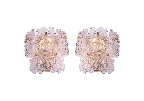 1970s Germany Kinkeldey Starburst Wall Sconces Crystals & Gilt Brass, Set Of 2