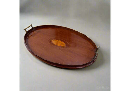Victorian Mahogany Tray With Shell Inlay