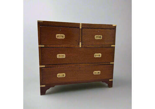 Small Campaign Style Brass Bound Chest Of Drawers