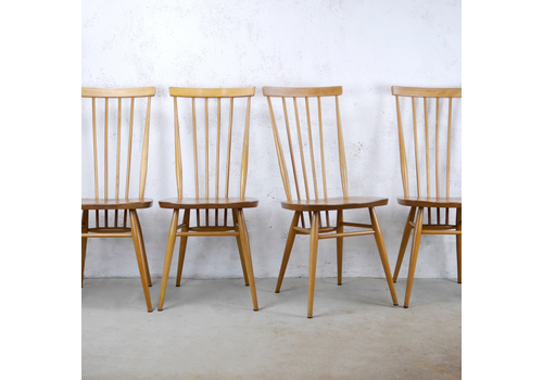 Set 4 Mid Century Vintage Blonde Ercol 608 Dining Chairs Elm Beech #102896