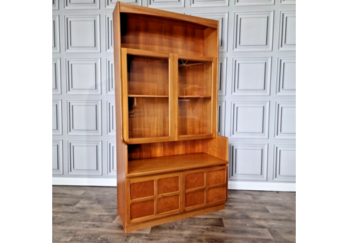 Retro Vintage Mid Century Teak Nathan Squares Display Dresser Wall Cabinet Unit