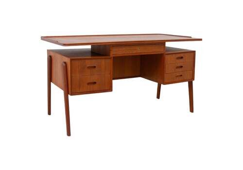Danish Modern Freestanding Teak Desk With Floating Top, 1960s