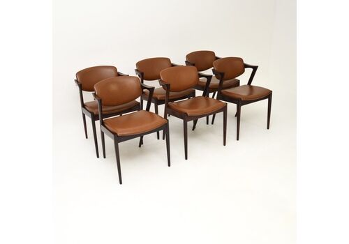 Set Of Six Danish Vintage Rosewood Model 42 Dining Chairs By Kai Kristiansen