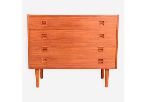Danish Teak Low Chest With Four Drawers, 1960s