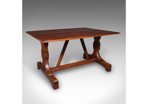 Antique Six Seat Country Kitchen Dining Table, English Oak, Refectory, Victorian