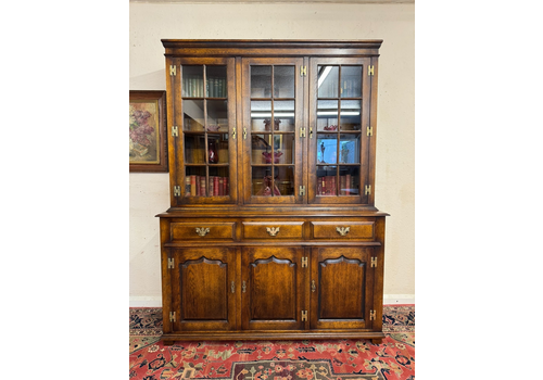 Outstanding Quality English Oak Glazed Three Door Bookcase