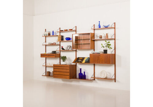Poul Cadovius 4 Bay Teak Wall Unit For Cado, Denmark 1960s