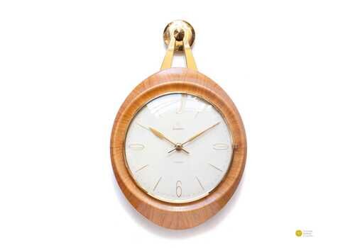 1950s Junghans Mid Century Wall Clock Modernism Art Deco Bauhaus Style Germany Brass Exacta