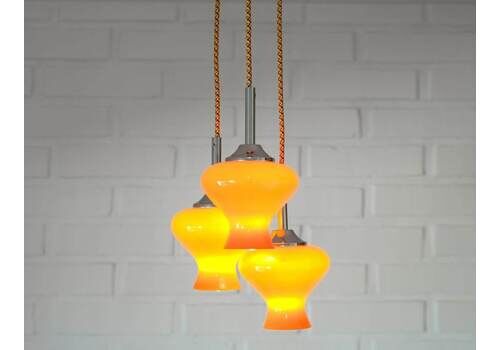 Vintage Pendant Light / Orange Retro Lighting / Redesign Ceiling Light / Cascade Hanging Lamp / Tulip Light Fixture / Cool Lamp / Bar Lamp