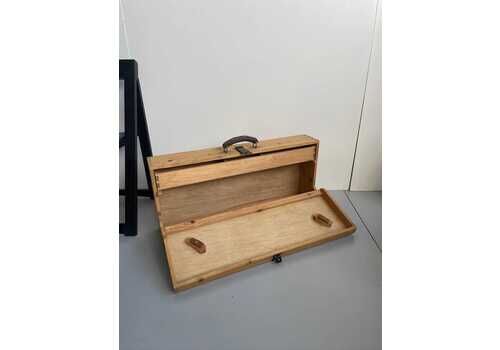 Vintage Large Wooden Carpenter’s Tool Box Storage Craft Box With Lock And Removable Drawer