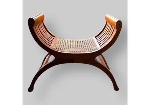Mid Century Rush Seat X Frame Stool