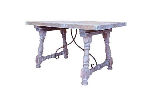 Spanish Baroque Bleached Side Table With Drawer