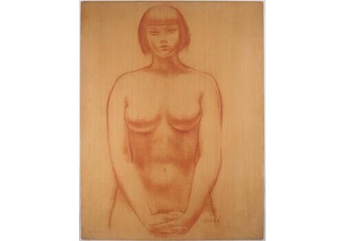 Antoniucci Voltiguillaumette, Standing Nude   Tall Original Handigned Painting On Panel